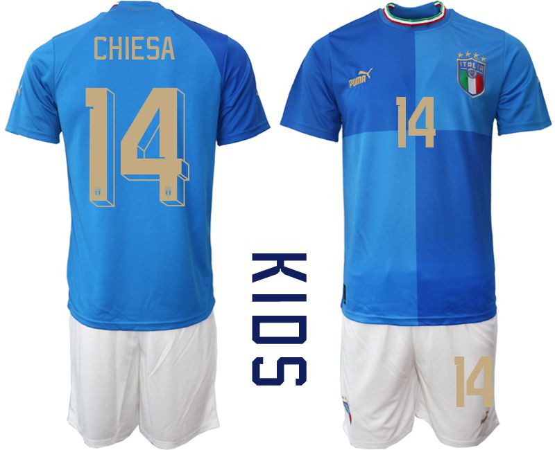 Youth 2022 World Cup National Team Italy home blue 14 Soccer Jerseys